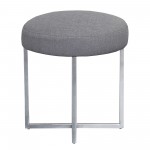 Rory Ottoman in Polished Stainless Steel Finish Base and Gray Fabric