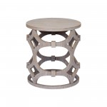 Tuxedo Round End Table with Gray Finish and Gray Top