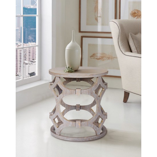 Tuxedo Round End Table with Gray Finish and Gray Top