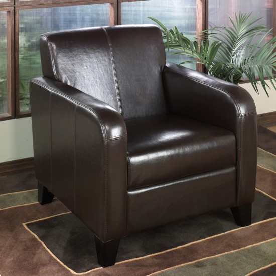 1400 Brown Faux Leather Club Chair