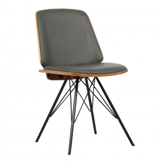 Inez Mid-Century Dining Chair in Gray Faux Leather