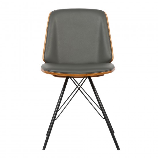 Inez Mid-Century Dining Chair in Gray Faux Leather