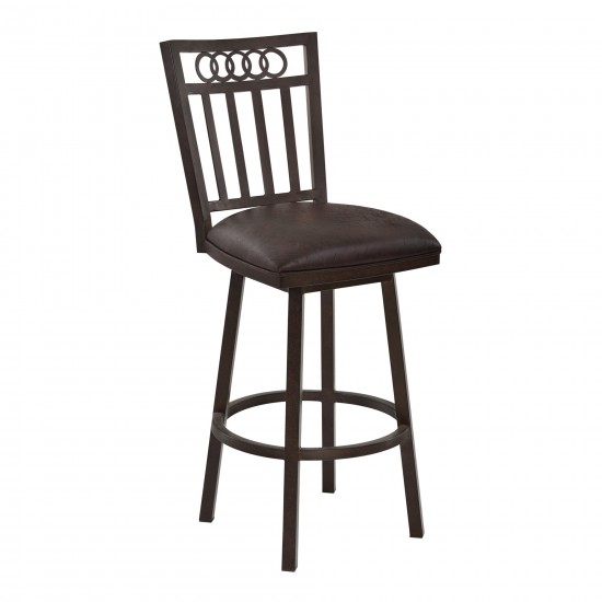 Olympia 26" Bar Height Metal Swivel Barstool in Bandero Espresso Fabric