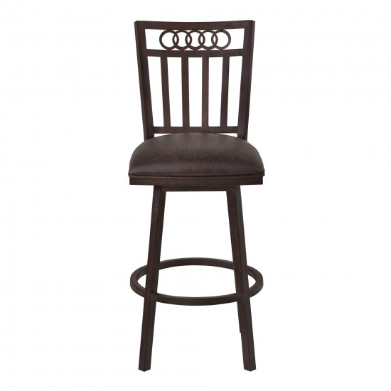 Olympia 26" Bar Height Metal Swivel Barstool in Bandero Espresso Fabric