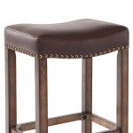 Tudor 30" Bar Height Wood Backless Barstool in Chestnut Finish