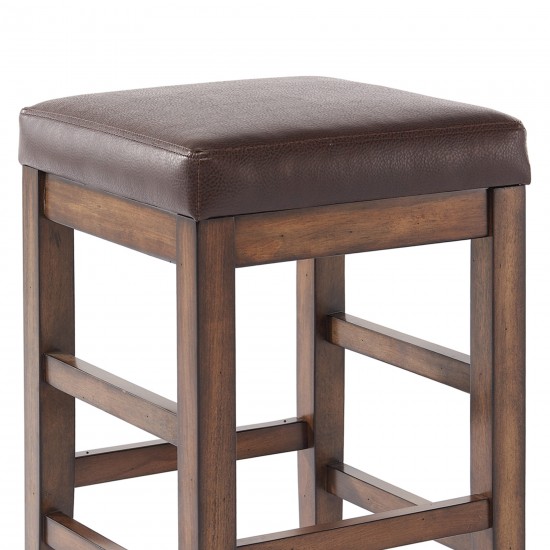 Sonata 26" Counter Height Wood Backless Barstool in Chestnut Finish