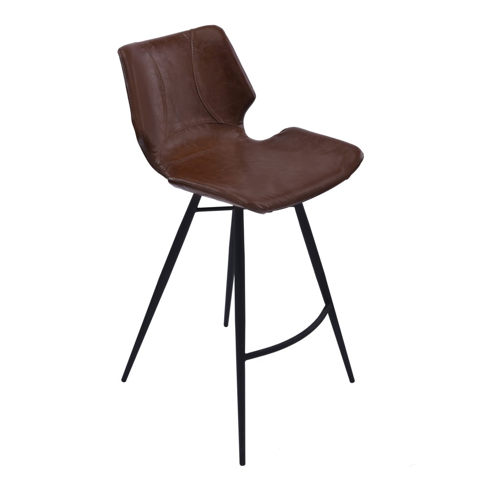 Zurich 30" Bar Height Metal Barstool in Vintage Coffee Faux Leather Zurich 30" Bar Height Metal Barstool in Vintage Coffee Faux Leather