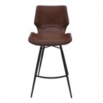 Zurich 30" Bar Height Metal Barstool in Vintage Coffee Faux Leather