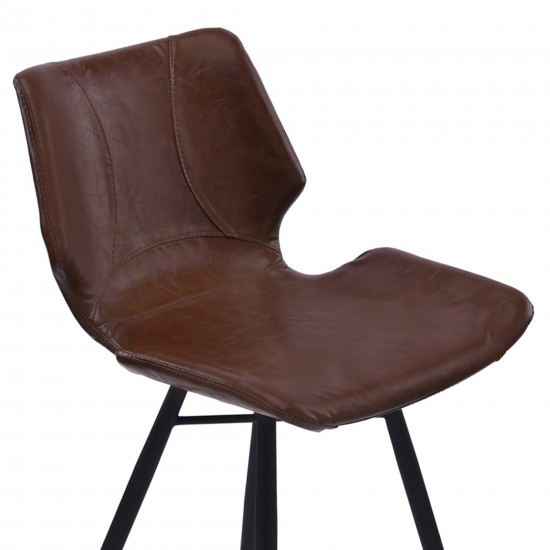 Zurich 30" Bar Height Metal Barstool in Vintage Coffee Faux Leather