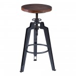 Tribeca Adjustable Barstool in Industrial Gray finish with Ash Wood Seat