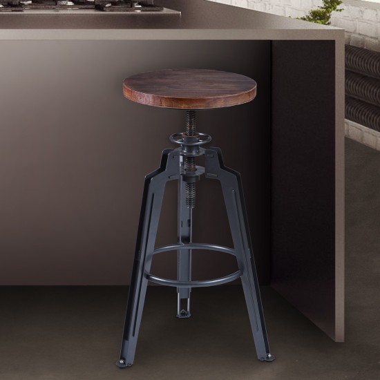 Tribeca Adjustable Barstool in Industrial Gray finish with Ash Wood Seat