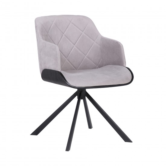 Puma Contemporary Dining Chair in Black Powder Coated Finish with Gray Velvet