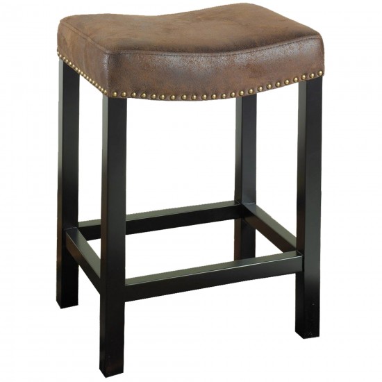 Tudor 26" Backless Stationary Barstool in Wrangler Brown Fabric