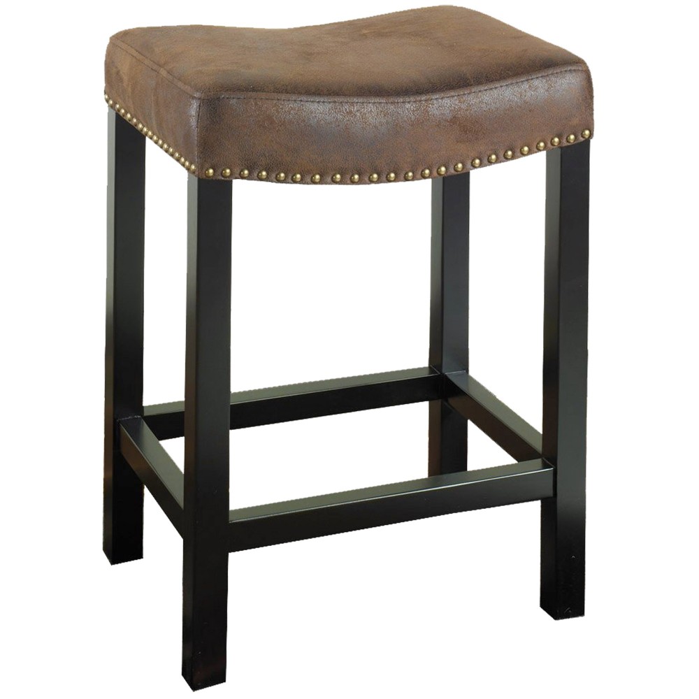 Tudor 30" Backless Stationary Barstool in Wrangler Brown Fabric