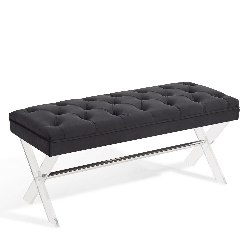 Joanna Ottoman Bench in Black Tufted Velvet