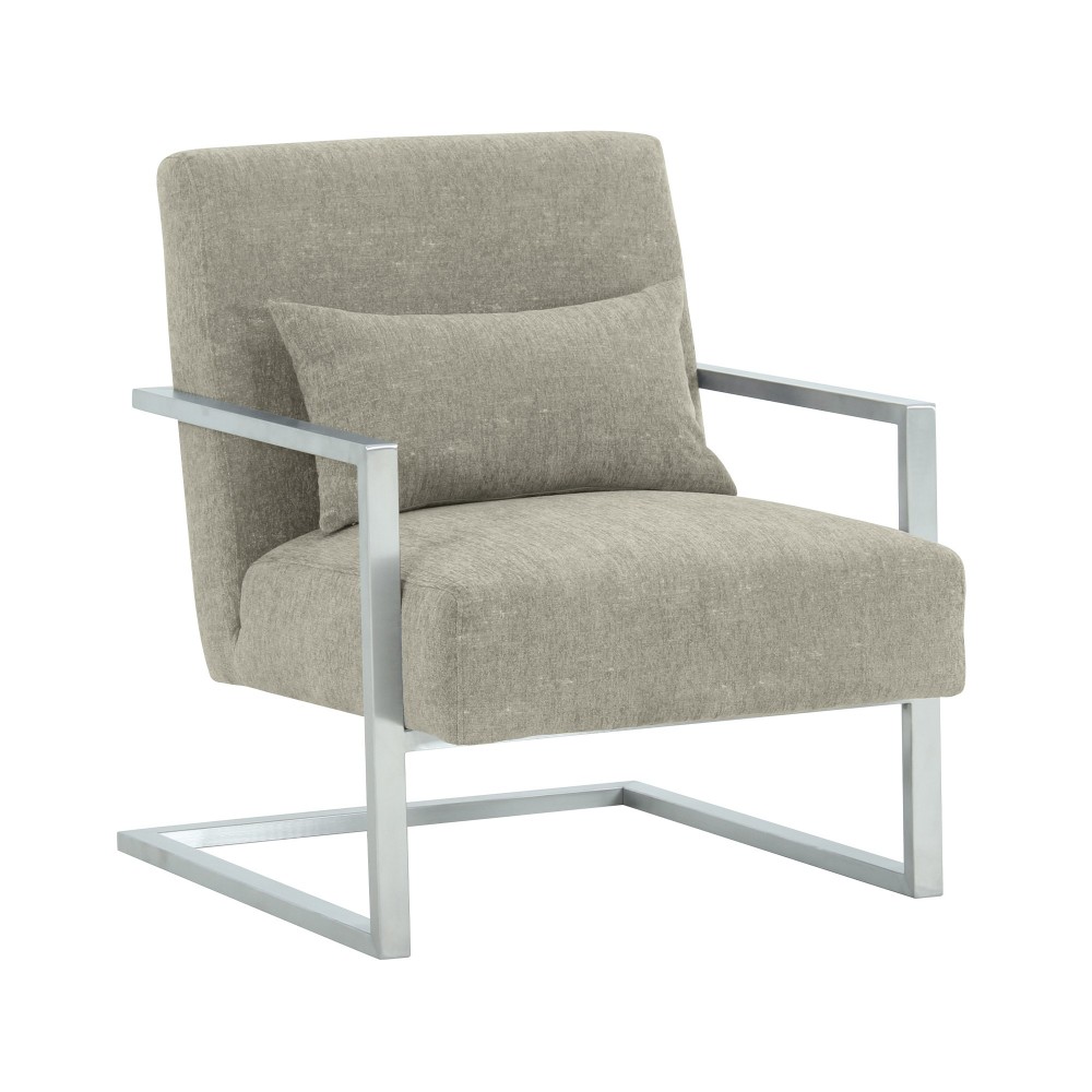 Skyline Modern Accent Chair In Gray Linen and Steel Legs Skyline Modern Accent Chair In Gray Linen and Steel Legs