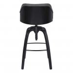 Tara Adjustable Barstool in Black Brushed Wood Finish and Gray Faux Leather