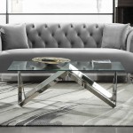 Scarlett Contemporary Rectangular Coffee Table in Polished Steel Finish