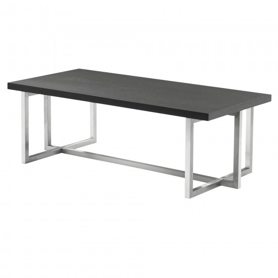 Topaz Contemporary Rectangular Coffee Table in Brushed Stainless Steel