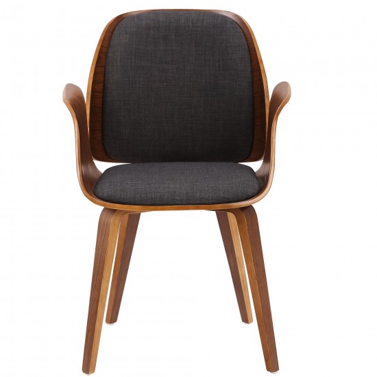 Tiffany Mid-Century Dining Chair in Charcoal Fabric with Walnut Veneer Finish