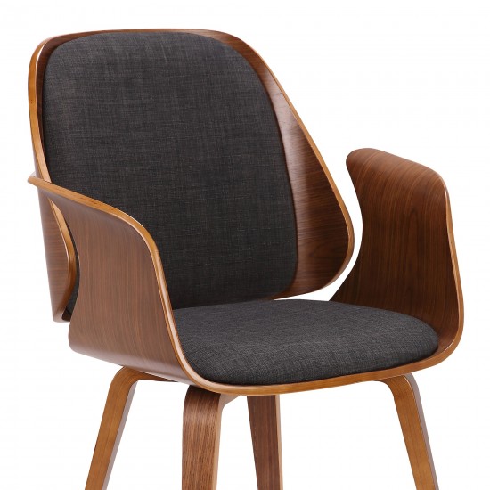 Tiffany Mid-Century Dining Chair in Charcoal Fabric with Walnut Veneer Finish