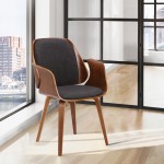 Tiffany Mid-Century Dining Chair in Charcoal Fabric with Walnut Veneer Finish