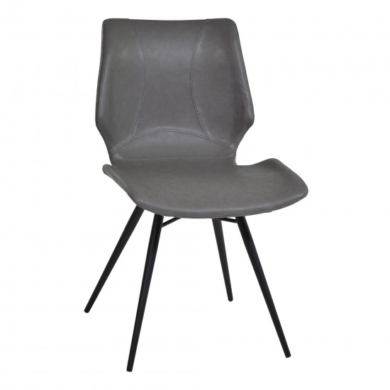 Zurich Dining Chair in Gray Faux Leather and Black Metal Finish - Set of 2