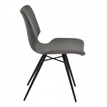 Zurich Dining Chair in Gray Faux Leather and Black Metal Finish - Set of 2