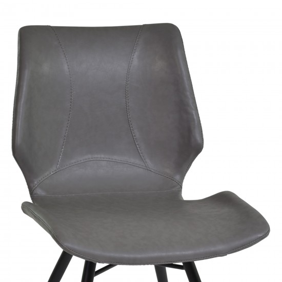 Zurich Dining Chair in Gray Faux Leather and Black Metal Finish - Set of 2