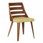 Storm Mid-Century Dining Chair in Walnut Wood and Green Fabric