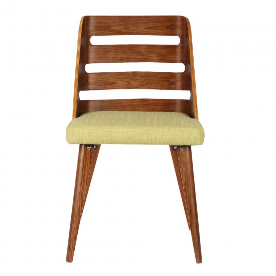 Storm Mid-Century Dining Chair in Walnut Wood and Green Fabric