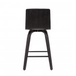 Vienna 30" Bar Height Swivel Grey Faux Leather and Black Wood Bar Stool