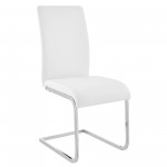 Amanda Side Chair in White Faux Leather and Chrome Finish - Set of 2