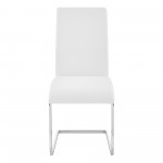 Amanda Side Chair in White Faux Leather and Chrome Finish - Set of 2