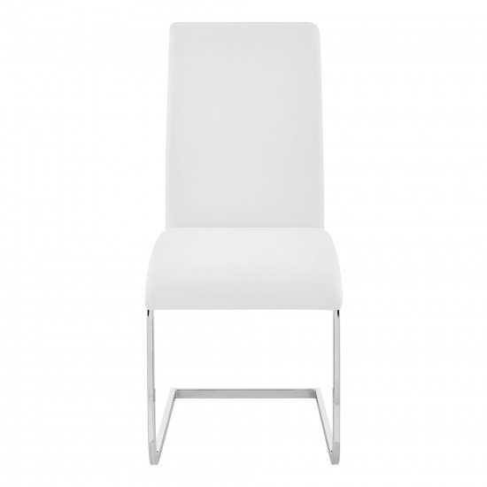 Amanda Side Chair in White Faux Leather and Chrome Finish - Set of 2