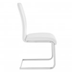 Amanda Side Chair in White Faux Leather and Chrome Finish - Set of 2