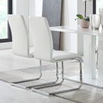 Amanda Side Chair in White Faux Leather and Chrome Finish - Set of 2