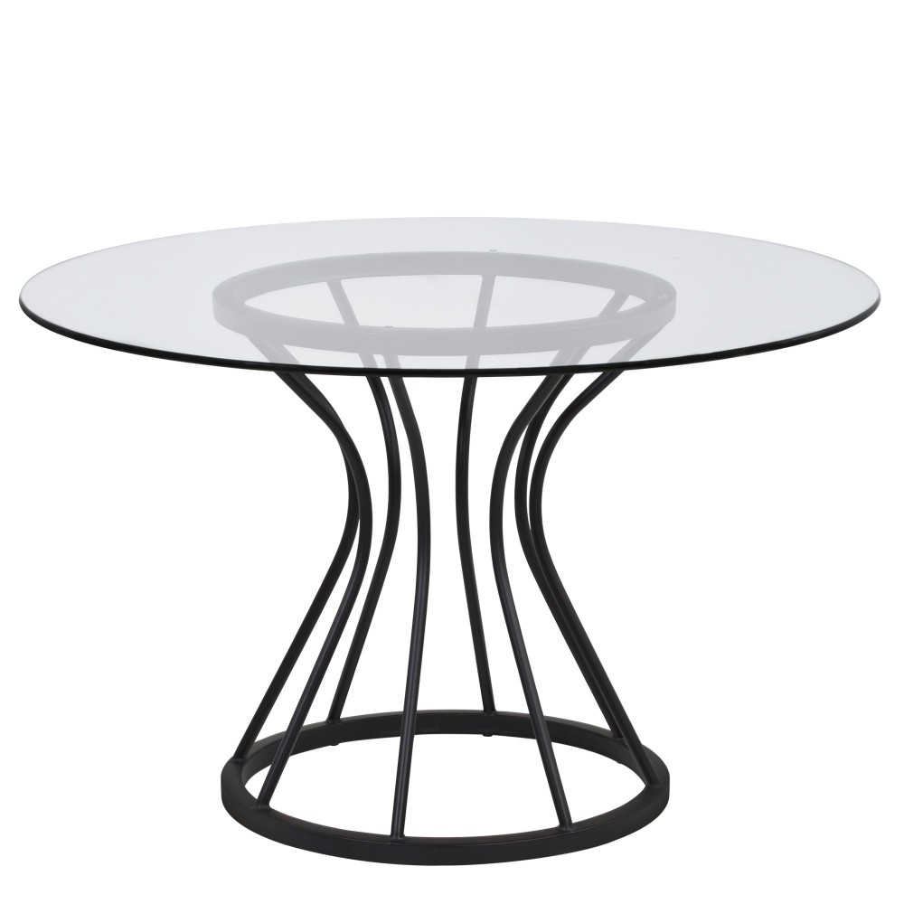 Zurich Round Dining Table in Black Finish and 48" Glass Top