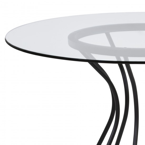 Zurich Round Dining Table in Black Finish and 48" Glass Top