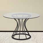 Zurich Round Dining Table in Black Finish and 48" Glass Top