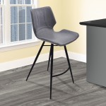 Zurich 30" Bar Height Metal Barstool in Vintage Gray Faux Leather