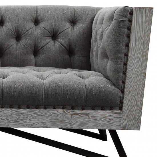 Regis Contemporary Loveseat in Gray Fabric