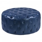 Victoria Ottoman In Ocean Blue Bonded Leather