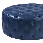 Victoria Ottoman In Ocean Blue Bonded Leather