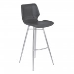 Zurich 26" Counter Height Metal Barstool in Gray Faux Leather