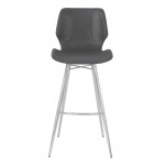 Zurich 26" Counter Height Metal Barstool in Gray Faux Leather