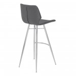 Zurich 26" Counter Height Metal Barstool in Gray Faux Leather