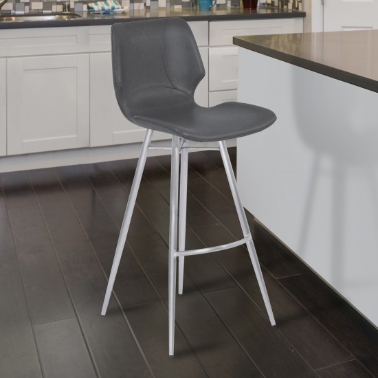 Zurich 26" Counter Height Metal Barstool in Gray Faux Leather