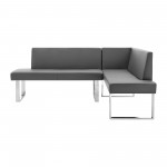 Amanda Nook Corner Dining Bench in Gray Faux Leather and Chrome Finish