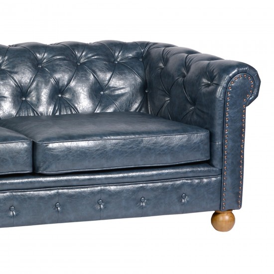 Winston Antique Blue Bonded Leather Sofa